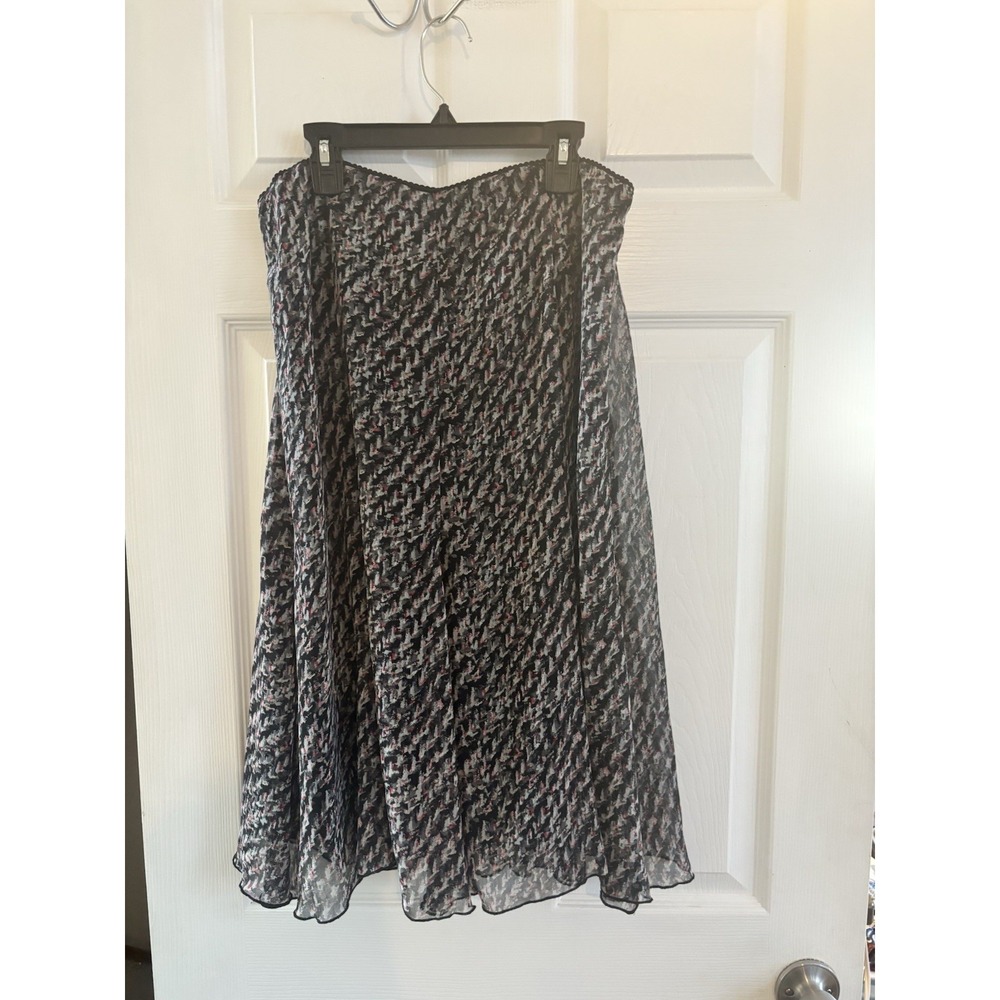 Sag Harbor Skirt Black Geometric Size 10 Midi Lined Lightweight A-Line‎ Career